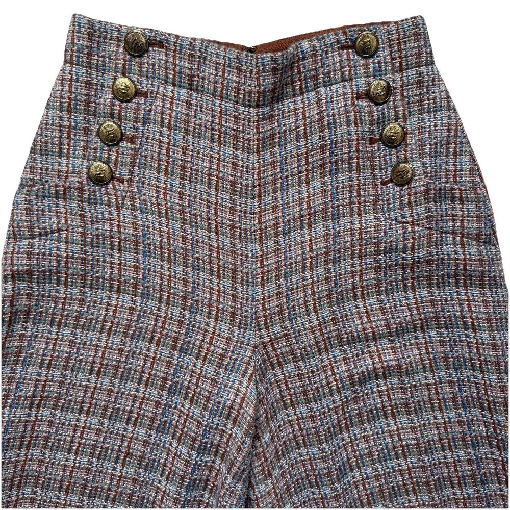Zimmermann Tweed Culottes Sailor Button Wide Leg Cropped Pants Wool US 6 RRP$865 - Picture 8 of 9